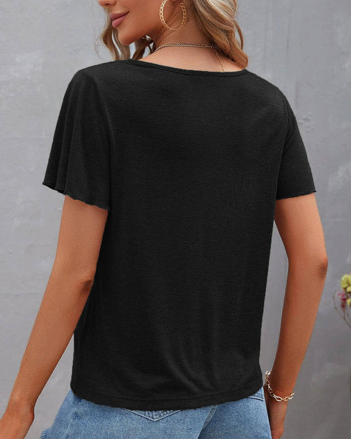 T-shirt à découpes de couleur unie