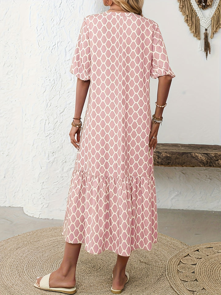 Rosalie – Robe midi fluide et confortable à motif élégant