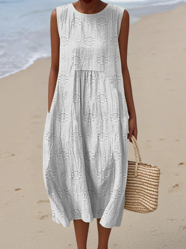 Rose - Robe Midi Brodée Élégante