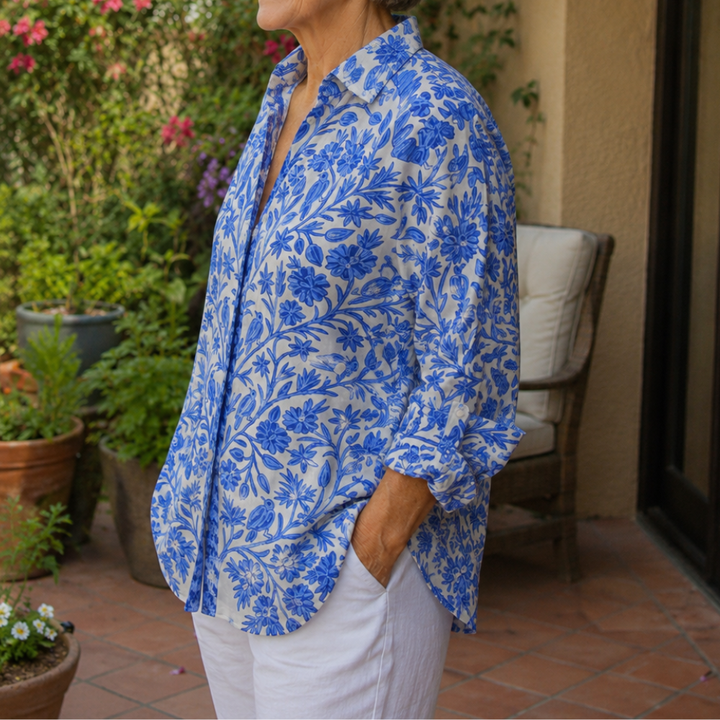Fiona – Blouse florale inspirée du jardin printanier