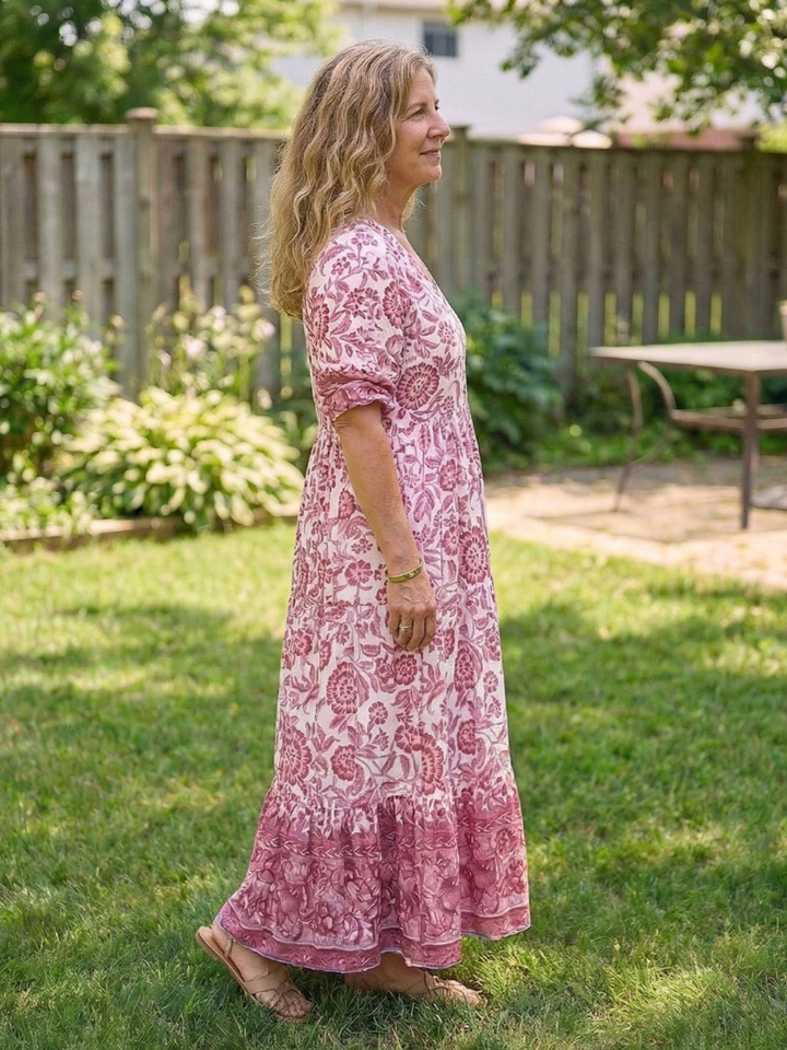 Clara – Robe midi fluide fleurie