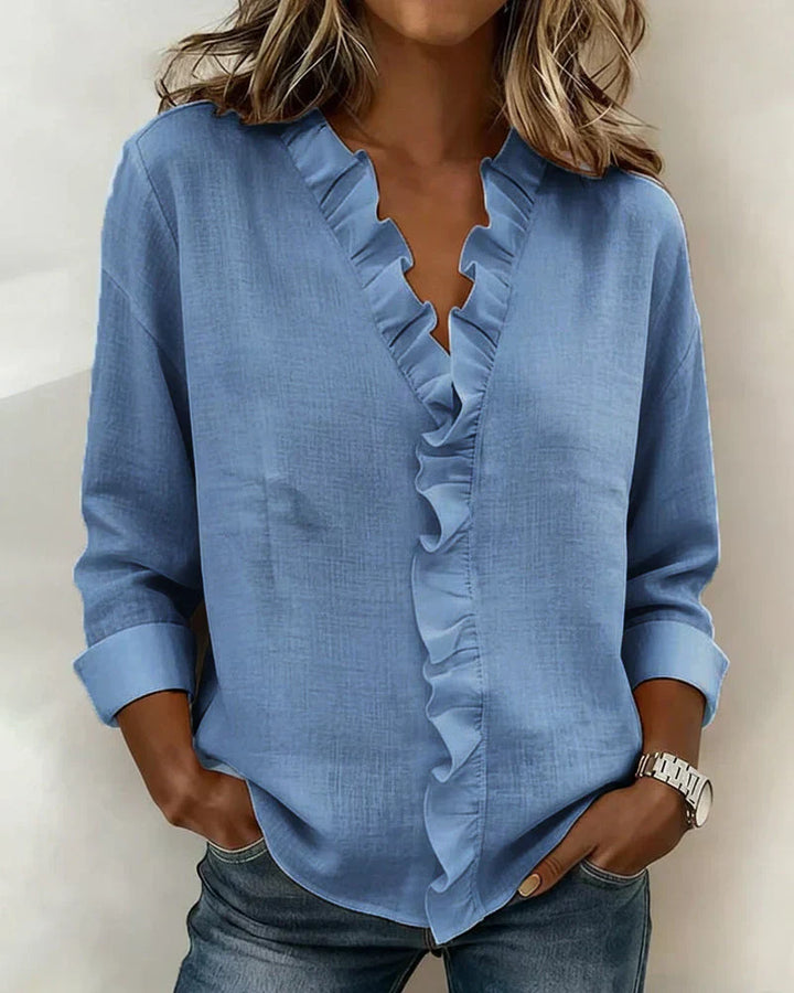 Claire – Blouse col V à volants