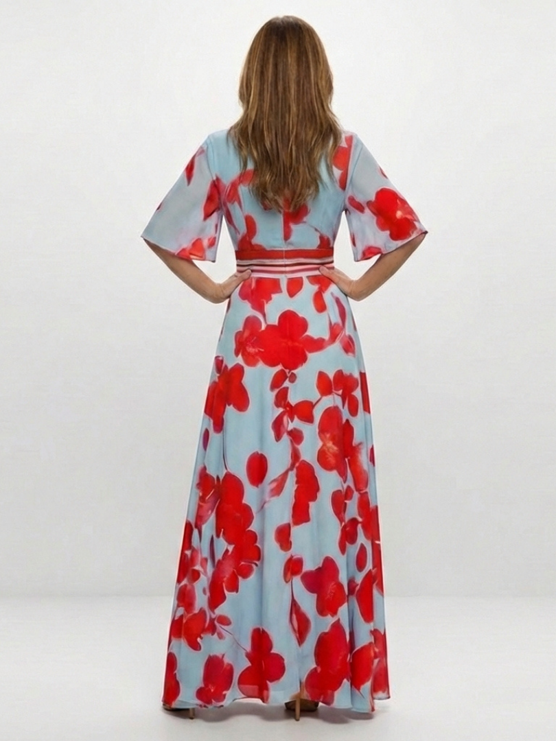 Corinne – Robe longue fleurie col V